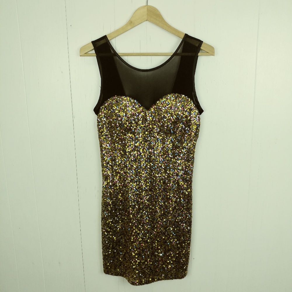 Forever 21 Sequined Sweatheart Dress with Mesh